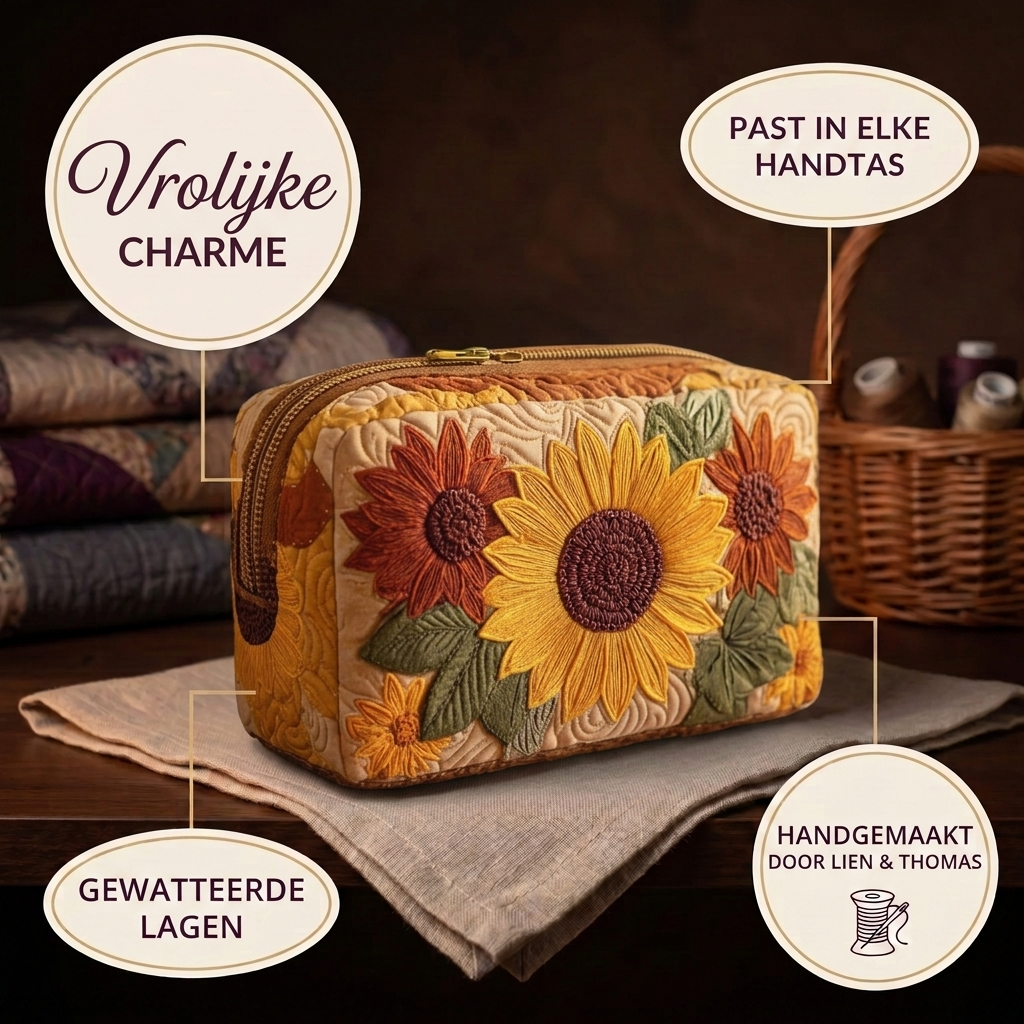 Gewatteerde make-uptas Vrolijke Charme in detail: past in elke handtas, gewatteerd