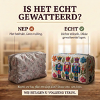 Gewatteerde make-uptas Wachter van de Feestvreugde: echt gewatteerd tegenover plat bedrukt