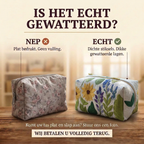 Gewatteerde make-uptas Zachte Weide: echt gewatteerd tegenover plat bedrukt