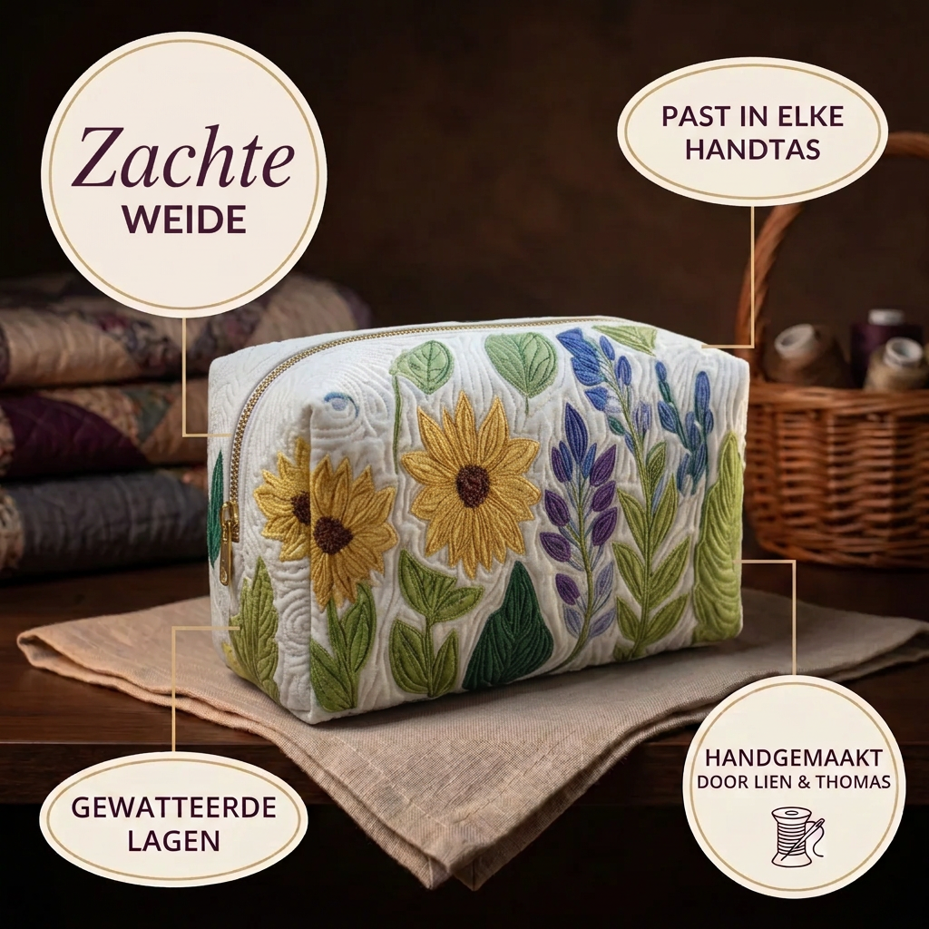 Gewatteerde make-uptas Zachte Weide in detail: past in elke handtas, gewatteerd