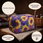 Trousse de maquillage matelassée Charme du Soleil en détail : tient dans tous les sacs, matelassée