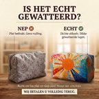 Gewatteerde make-uptas Zonnestraal: echt gewatteerd tegenover plat bedrukt