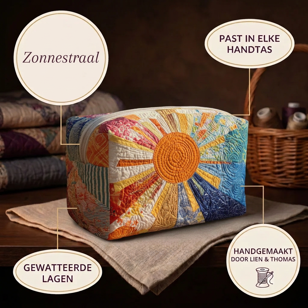 Gewatteerde make-uptas Zonnestraal in detail: past in elke handtas, gewatteerd