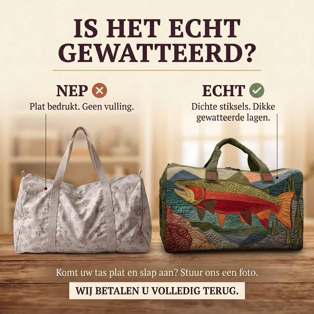 Gewatteerde reistas Beekforel: echt gewatteerd tegenover plat bedrukt