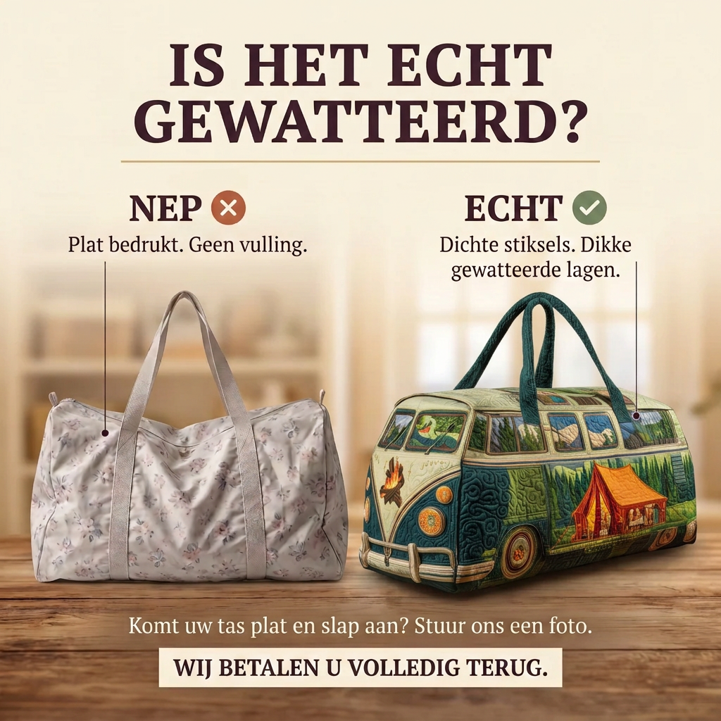 Sac de voyage matelassé Van de Camping : vrai matelassage ou impression plate