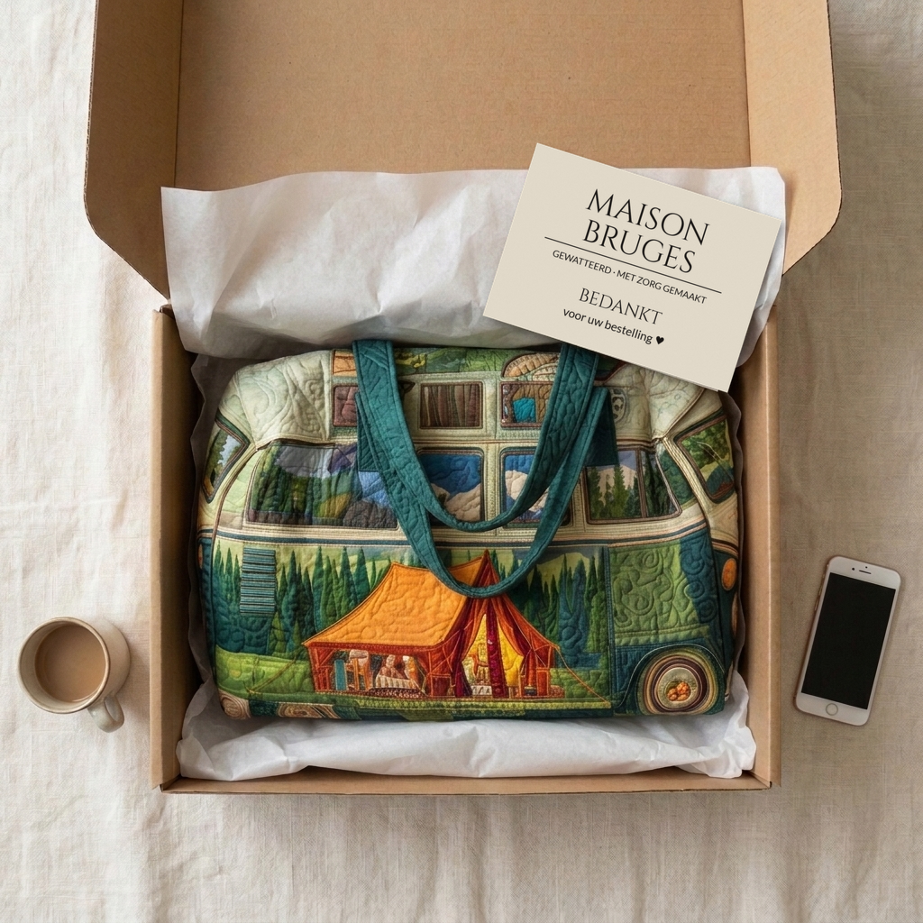 Sac de voyage matelassé Van de Camping emballé dans une boîte Maison Bruges