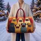 Sac de voyage matelassé Carlin Dodu tenu par une femme dans la neige