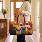 Sac de voyage matelassé Carlin Dodu porté à la main dans l'entrée