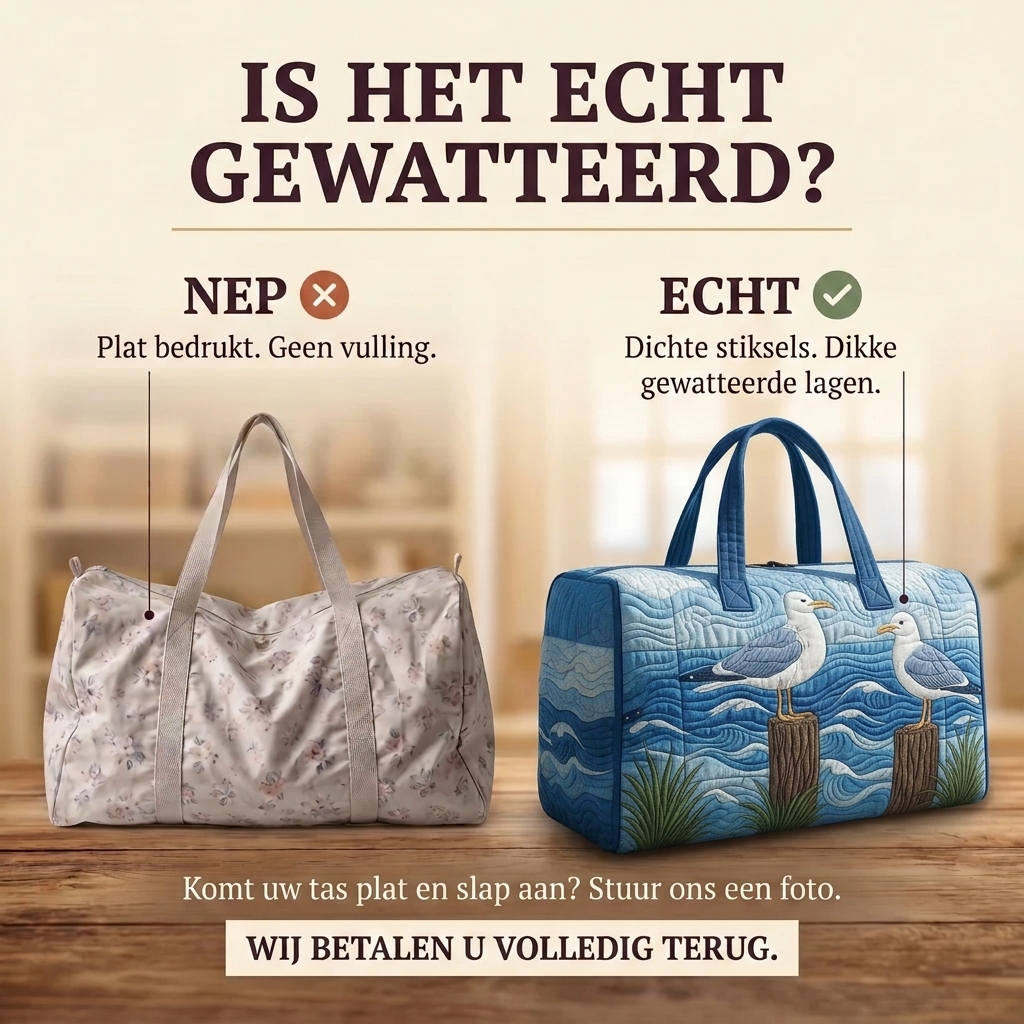 Gewatteerde reistas Vleugels van de Haven: echt gewatteerd tegenover plat bedrukt