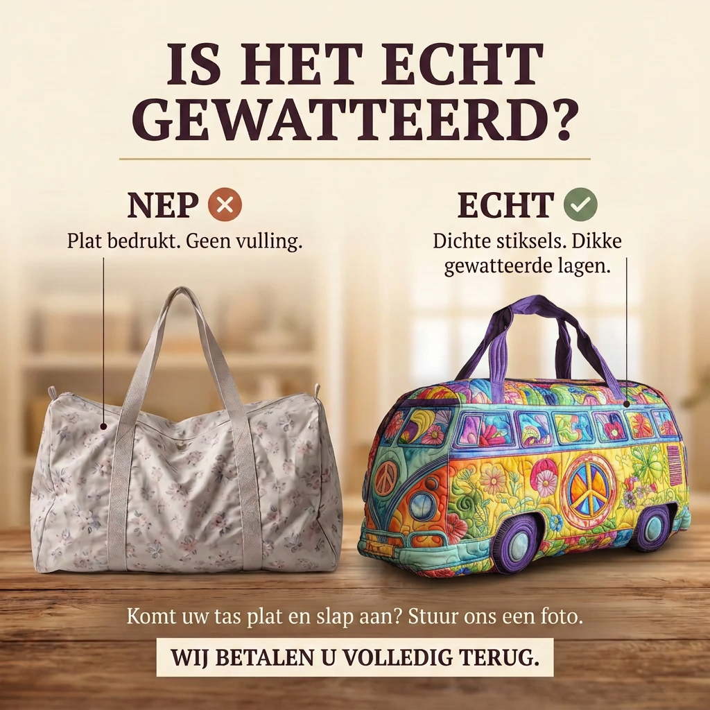 Gewatteerde reistas Nomadencharme: echt gewatteerd tegenover plat bedrukt