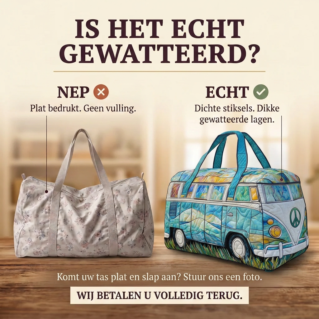 Gewatteerde reistas Ritme langs de Weg: echt gewatteerd tegenover plat bedrukt