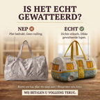 Gewatteerde reistas Zonnige Camper: echt gewatteerd tegenover plat bedrukt