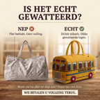 Gewatteerde reistas Gele Bus: echt gewatteerd tegenover plat bedrukt
