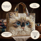 Chat Blanc aux Yeux Bleus Sac Artisanal – détails : léger et spacieux, couches matelassées