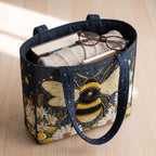 Étoile du Jardin Sac Fait Main – sac rempli d’un livre, d’un gilet et de lunettes