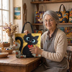 Lien dans son atelier avec le Marguerite & Ombre Sac Fait Main