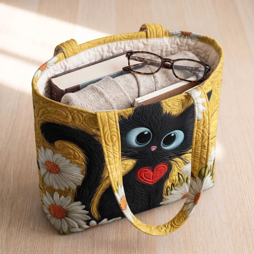 Marguerite & Ombre Sac Fait Main – sac rempli d’un livre, d’un gilet et de lunettes