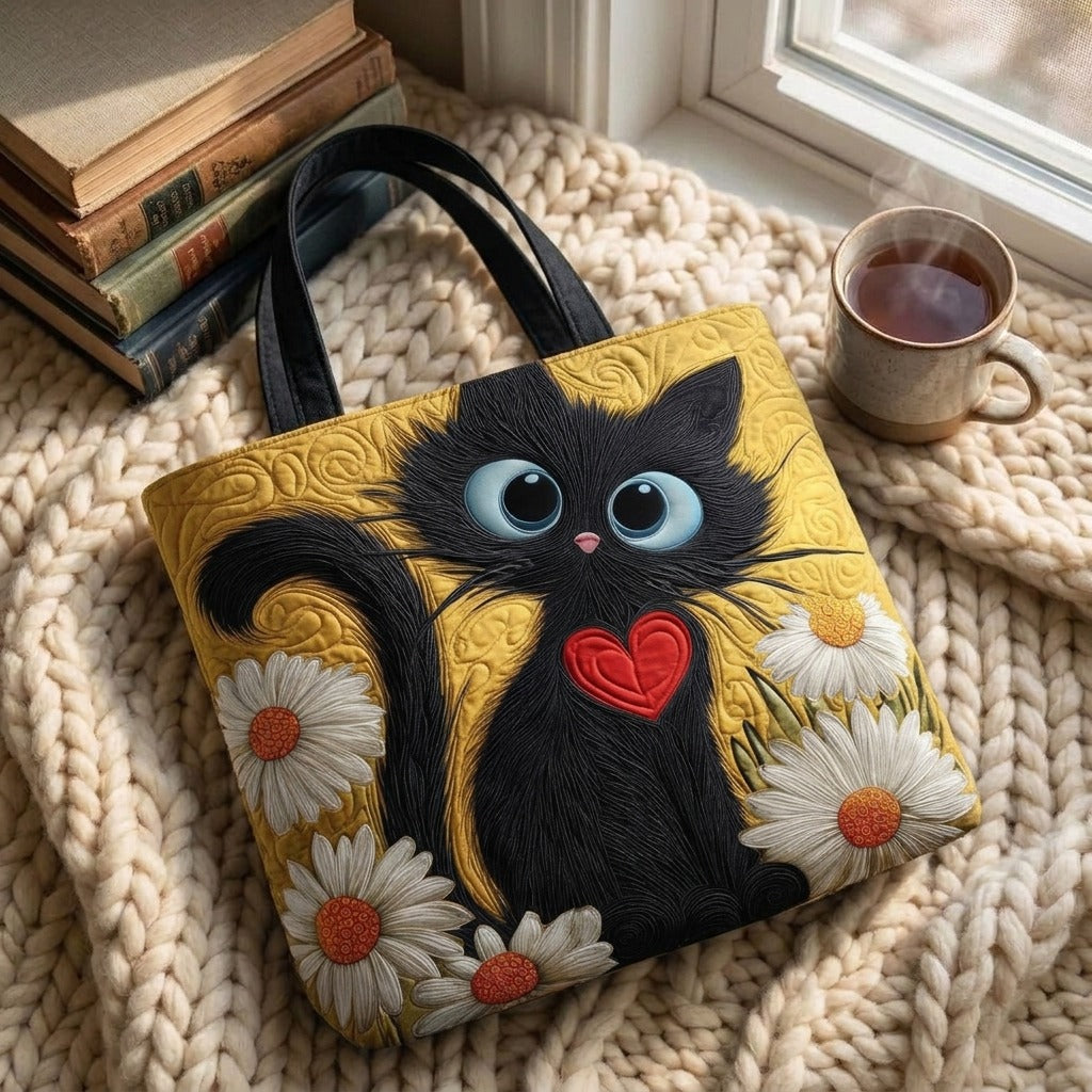 Marguerite & Ombre Sac Fait Main – sac sur un plaid tricoté avec un café près de la fenêtre