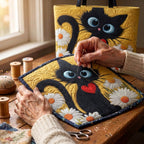Marguerite & Ombre Sac Fait Main – matelassé à la main sur la table de l’atelier