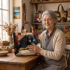 Lien met de Edele Teckel Handgemaakte Tas in haar atelier