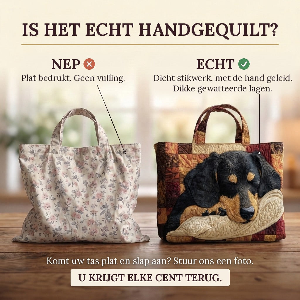 Edele Teckel Handgemaakte Tas: echt gewatteerd tegenover plat bedrukt