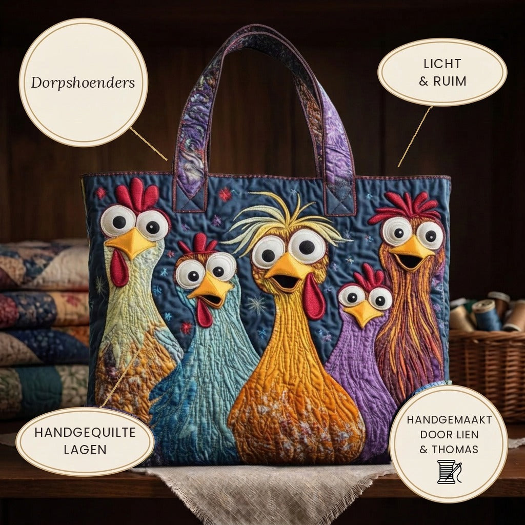 Poules du Village Sac Fait Main – détails : léger et spacieux, couches matelassées
