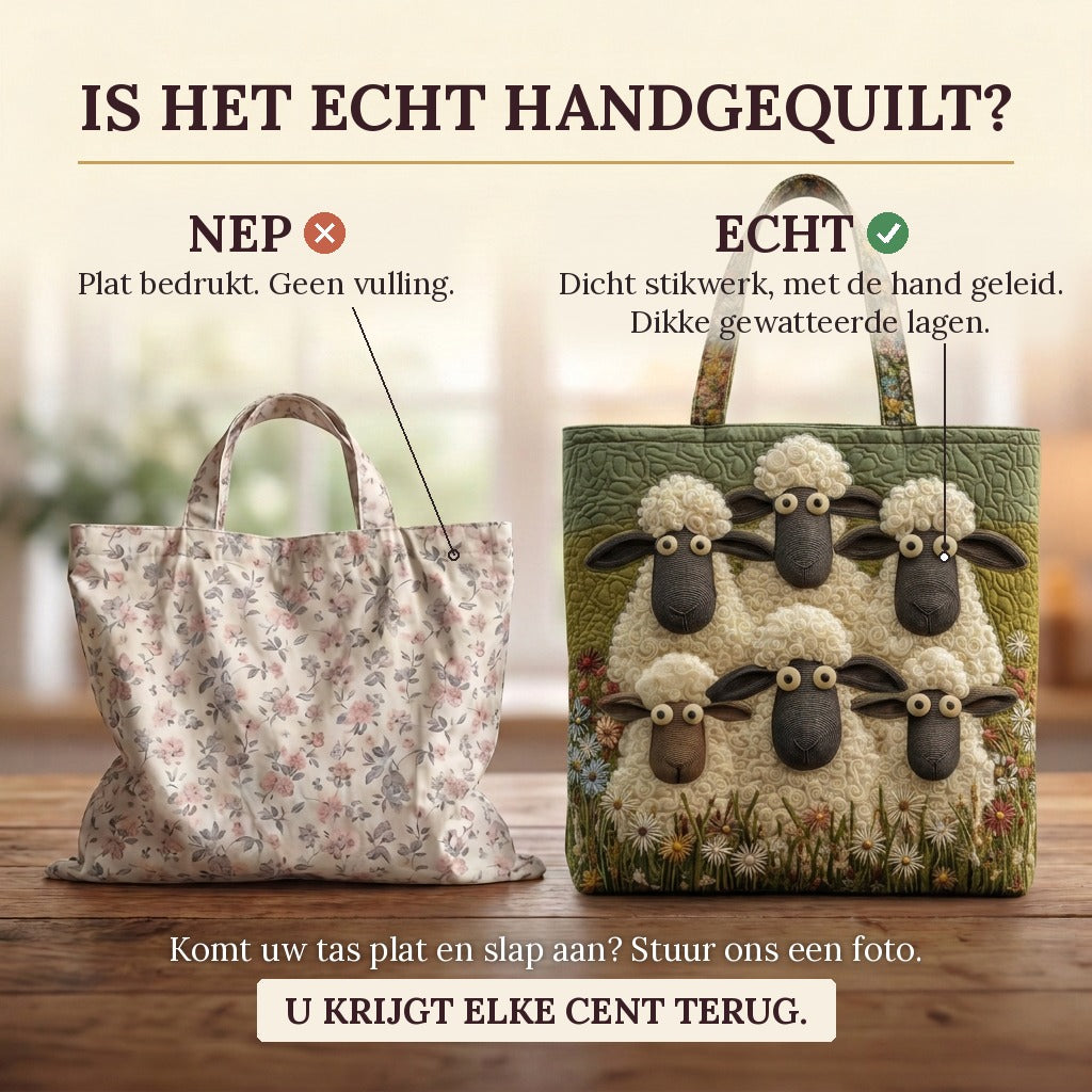 Troupeau des Prés Sac Fait Main : vrai matelassage ou impression plate