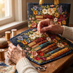 Bloemenprint & Boeken Handgemaakte Tas – wordt met de hand gequilt aan de ateliertafel