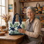 Lien dans son atelier avec le Grâce des Mers Sac Fait Main
