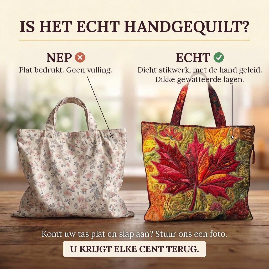 Amberkleurige Schemering Handgemaakte Tas: echt gewatteerd tegenover plat bedrukt