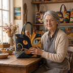 Lien dans son atelier avec le Mystique Féline Sac Fait Main
