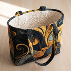 Mystique Féline Sac Fait Main – sac ouvert avec doublure matelassée