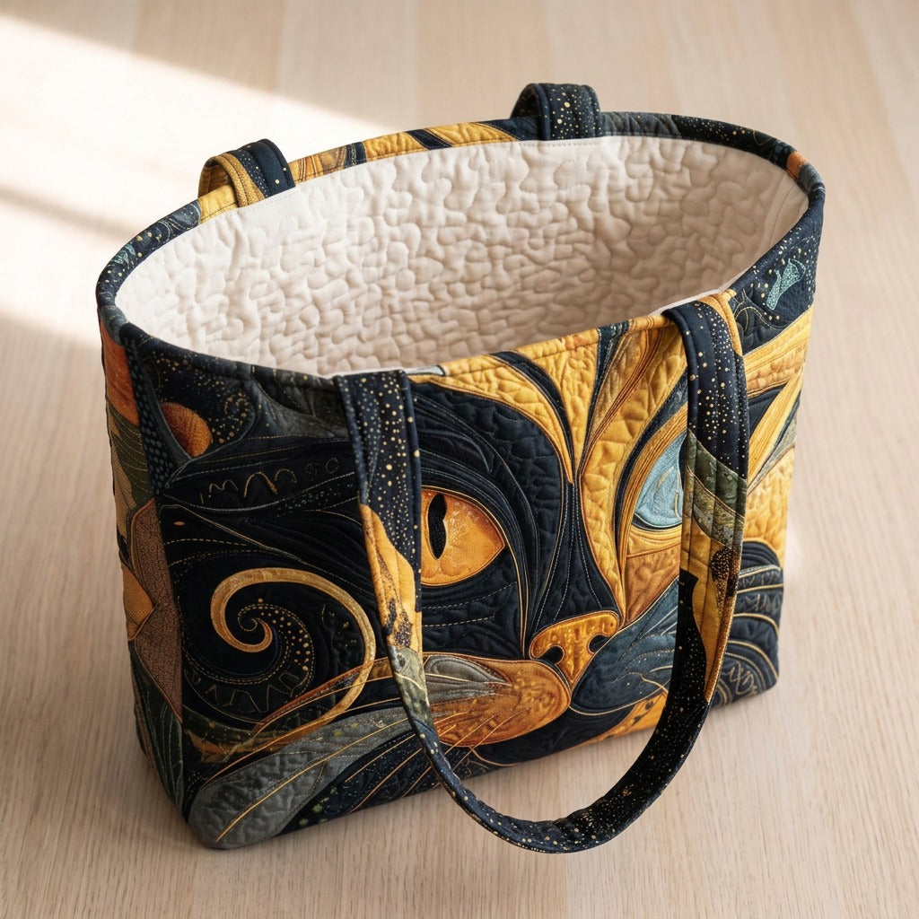 Mystique Féline Sac Fait Main – sac ouvert avec doublure matelassée