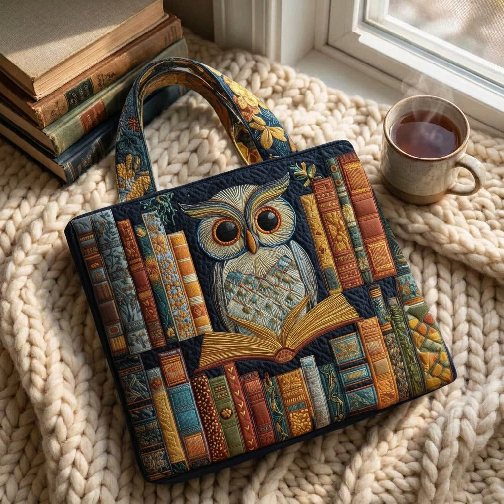 Sagesse & Encre Sac Fait Main – sac sur un plaid tricoté avec un café près de la fenêtre