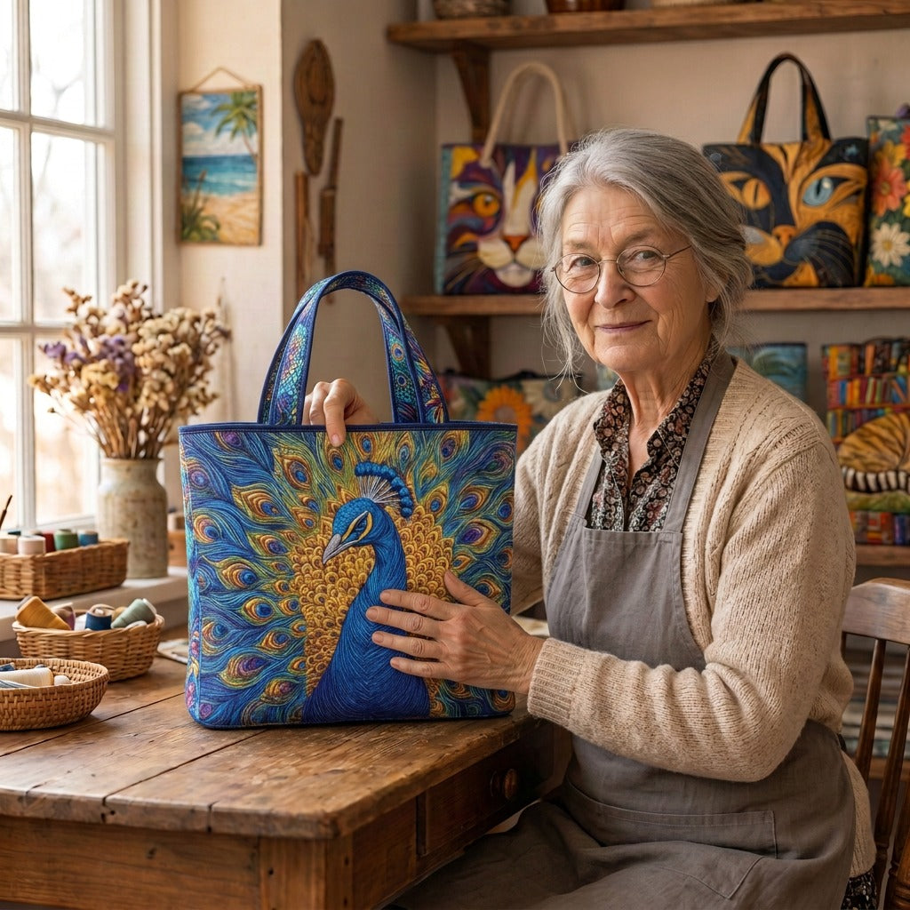 Lien dans son atelier avec le Plume Royale Sac Fait Main
