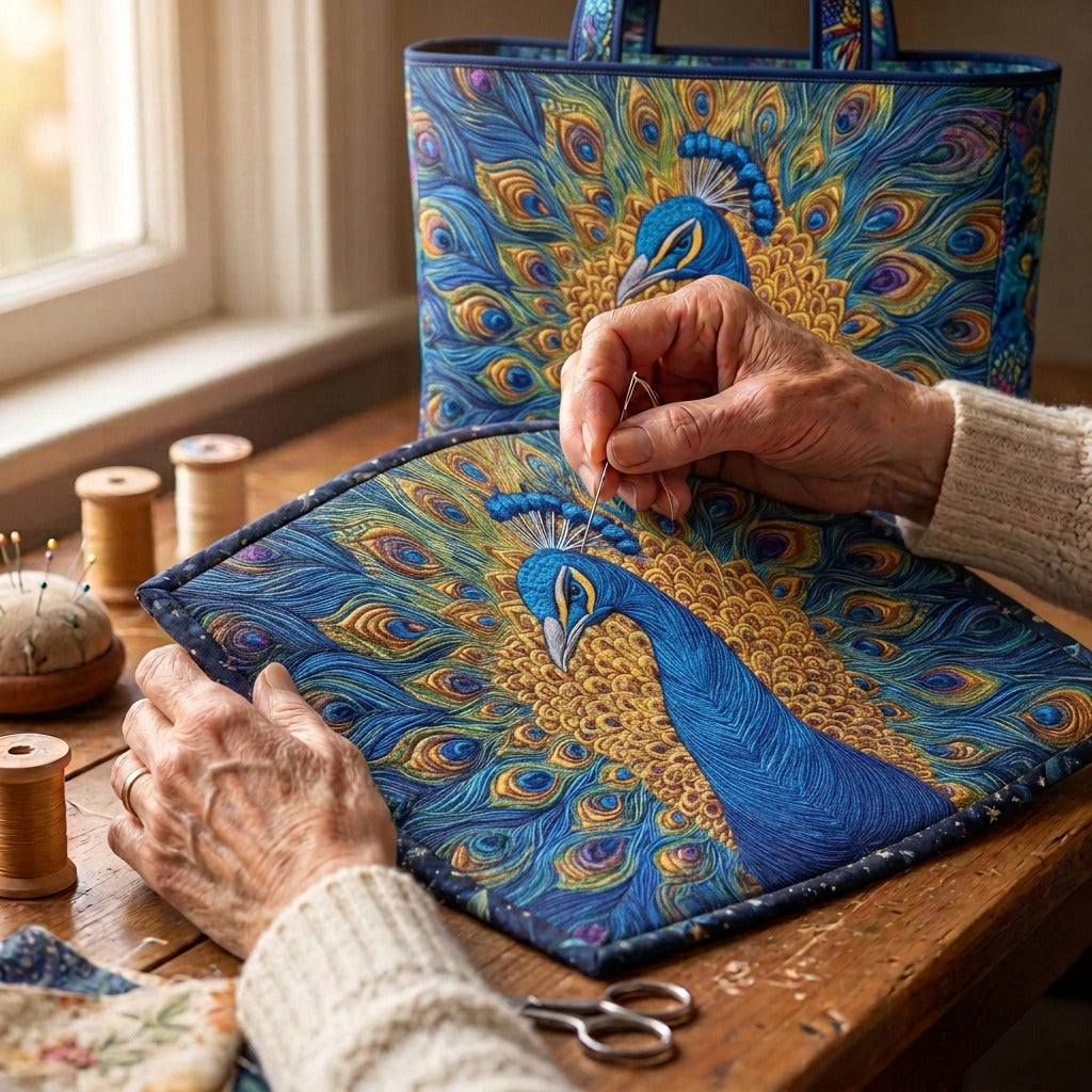 Plume Royale Sac Fait Main – matelassé à la main sur la table de l’atelier