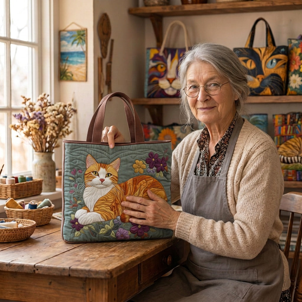 Lien dans son atelier avec le Chat Roux Sac Fait Main