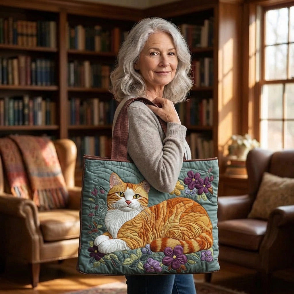 Chat Roux Sac Fait Main – tote bag matelassé porté à l’épaule