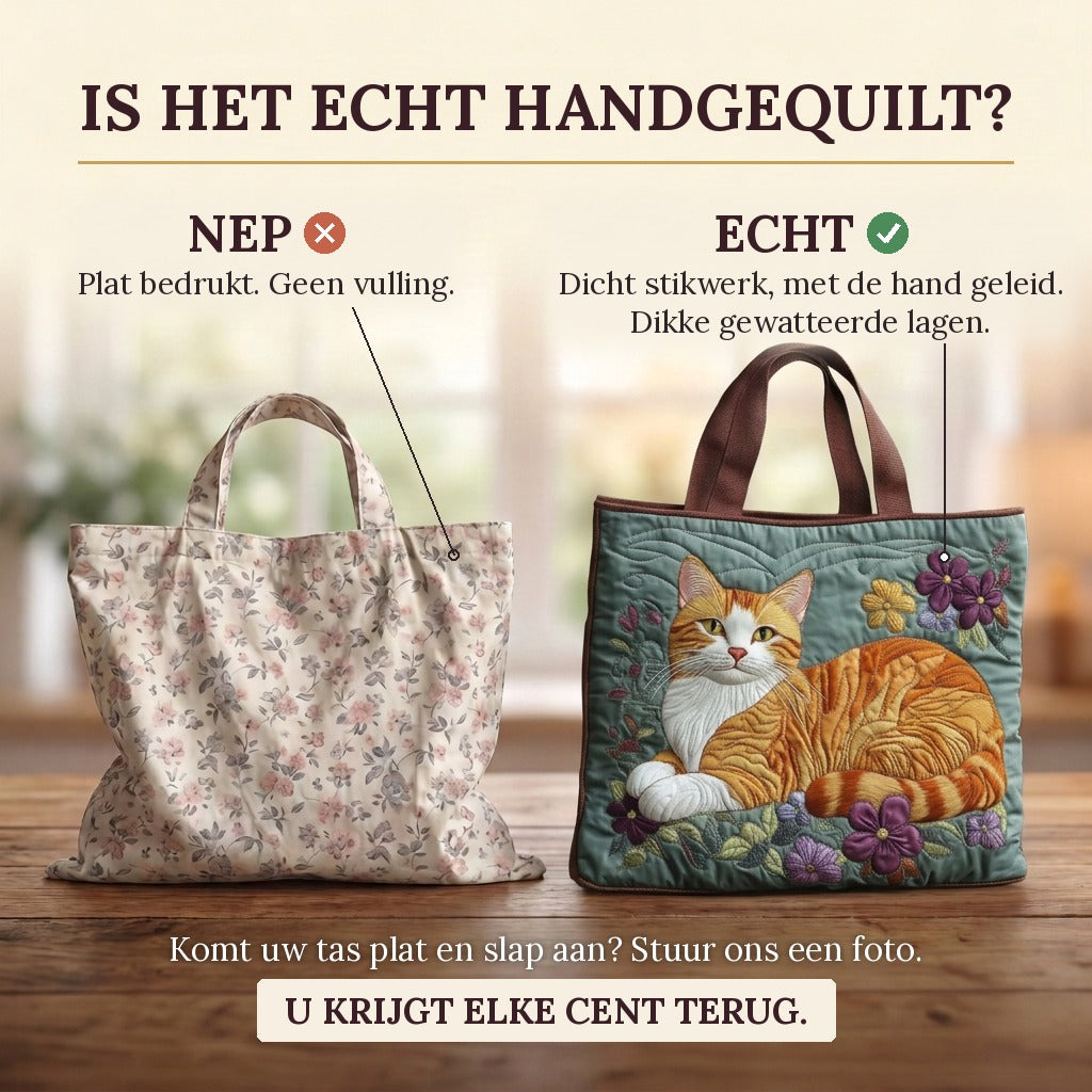Chat Roux Sac Fait Main : vrai matelassage ou impression plate