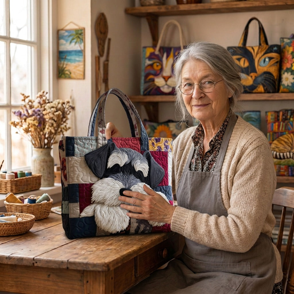 Lien dans son atelier avec le Noble Schnauzer Sac Fait Main