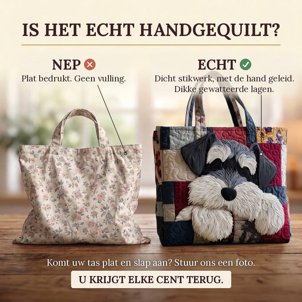 Noble Schnauzer Sac Fait Main : vrai matelassage ou impression plate