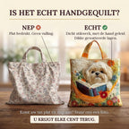 Shih Tzu, Boeken & Bloemen Handgemaakte Tas: echt gewatteerd tegenover plat bedrukt