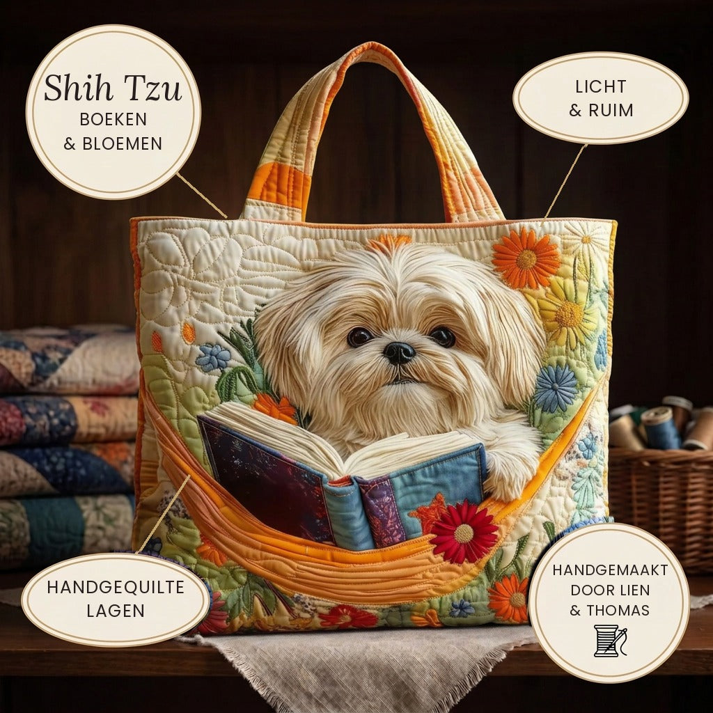 Shih Tzu, Boeken & Bloemen Handgemaakte Tas – details: licht en ruim, gewatteerde lagen