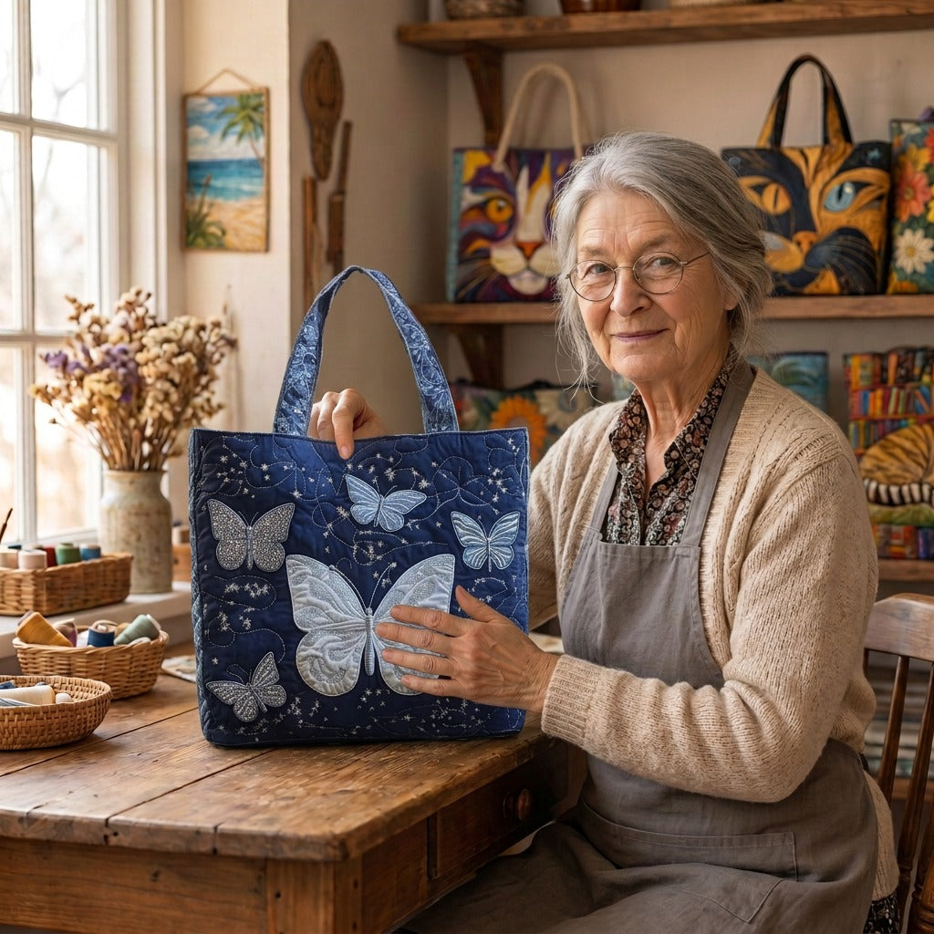 Lien dans son atelier avec le Aile d'Argent Sac Fait Main