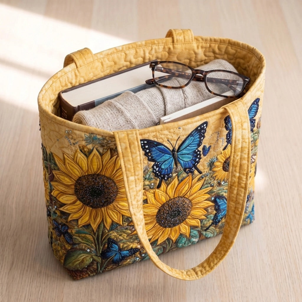 Ailes d'Été Sac Fait Main – sac rempli d’un livre, d’un gilet et de lunettes