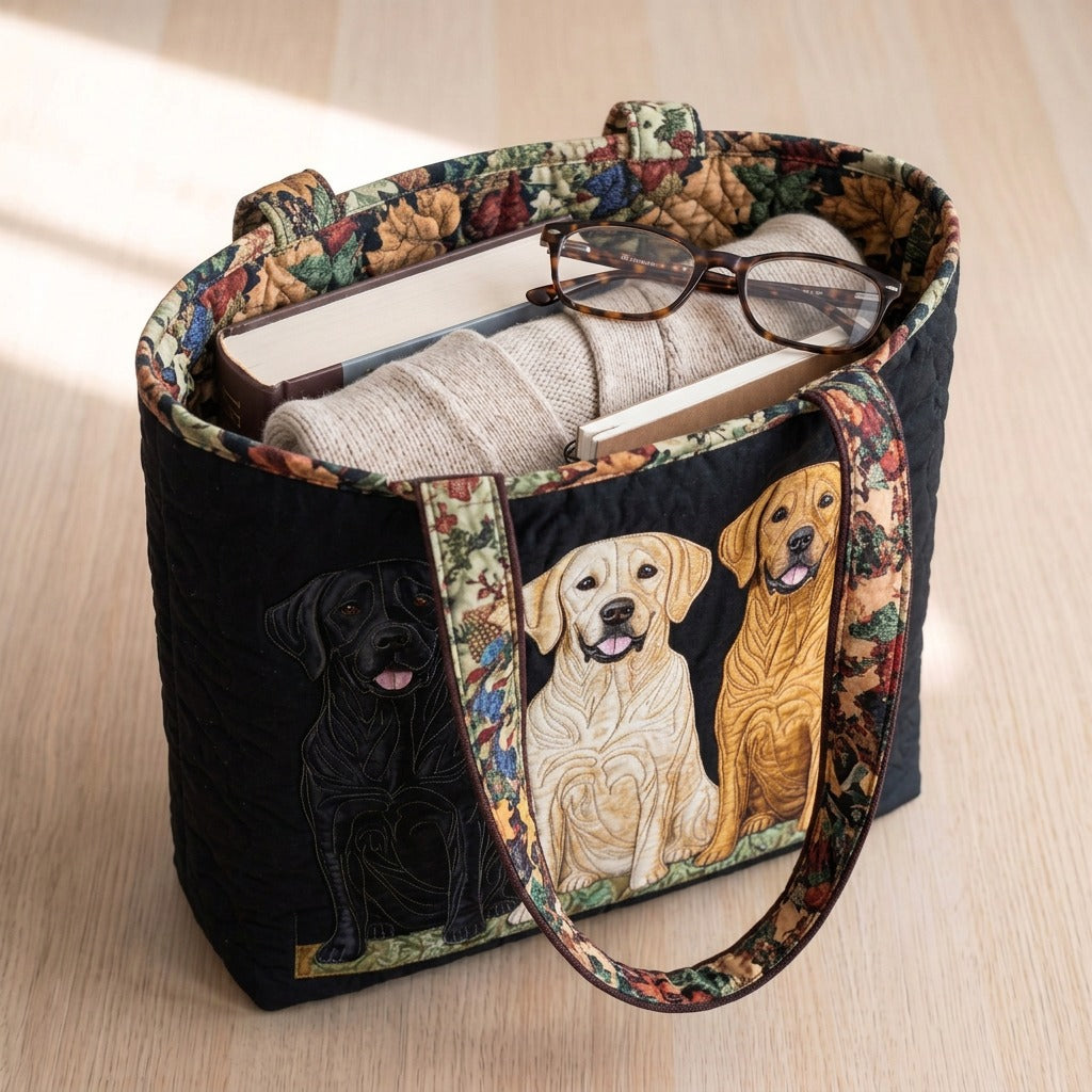 Trio Doré Sac Fait Main – sac rempli d’un livre, d’un gilet et de lunettes