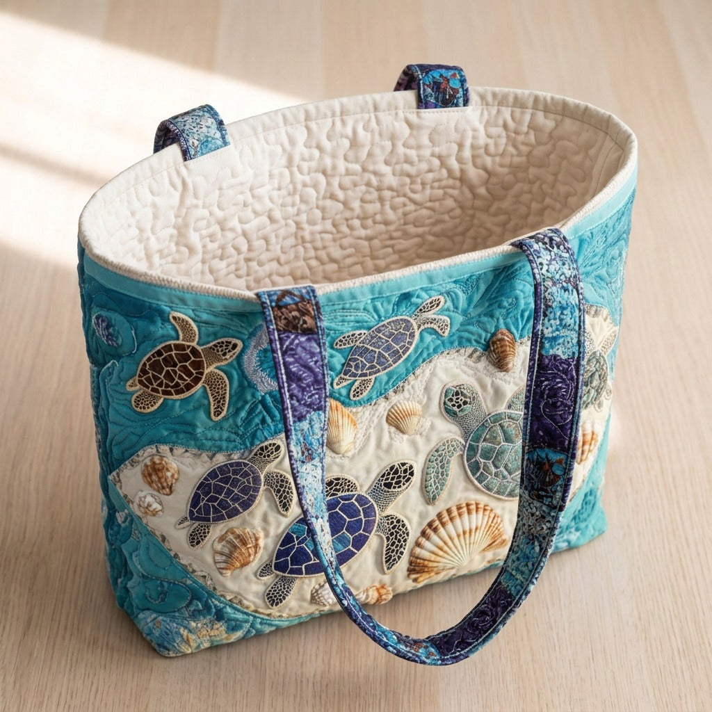 Amour de Tortues Sac Fait Main – sac ouvert avec doublure matelassée