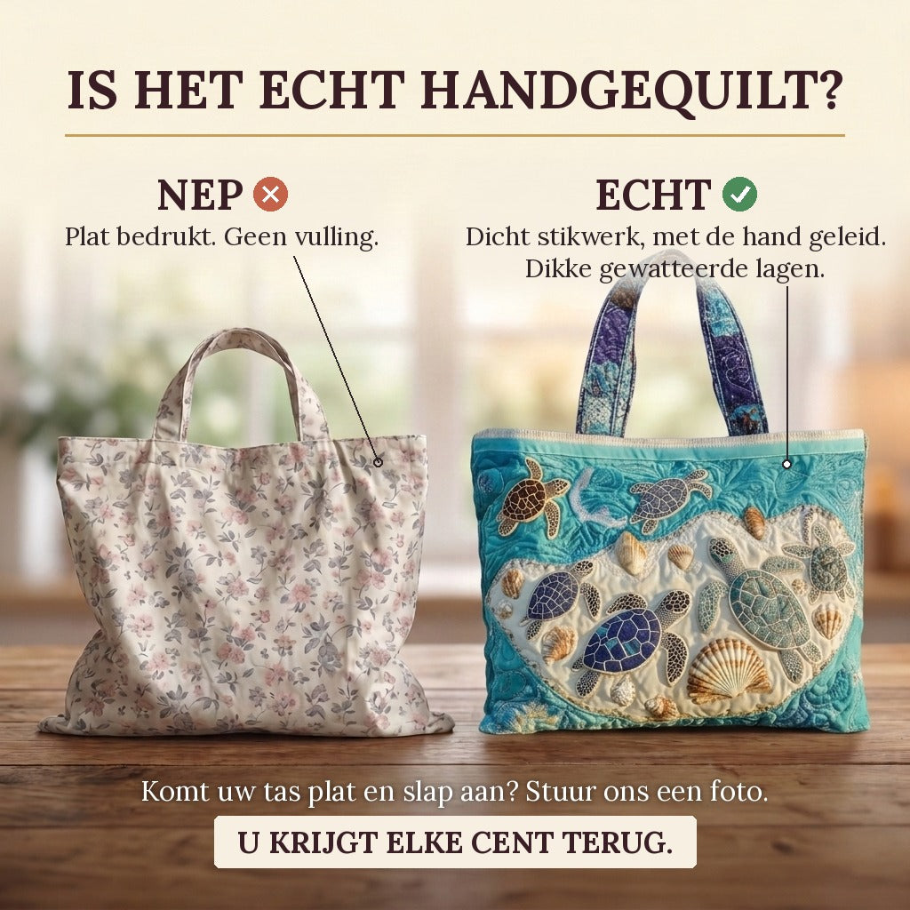 Amour de Tortues Sac Fait Main : vrai matelassage ou impression plate