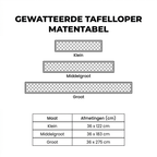 Maattabel gewatteerde tafelloper