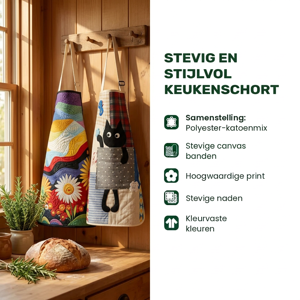 Kenmerken gewatteerd keukenschort